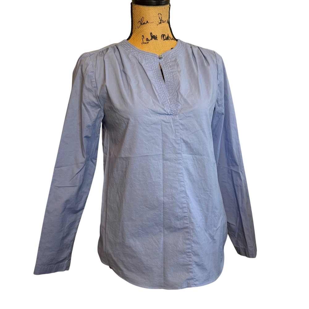 Ellen Tracy Womens Preppy Career Work Office Business Casual Blouse Blue Size XS